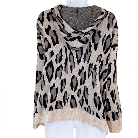 Fate Wool Blend Hoodie Sweater Liza Leopard Distressed Pull Over‎ - Picture 9 of 10